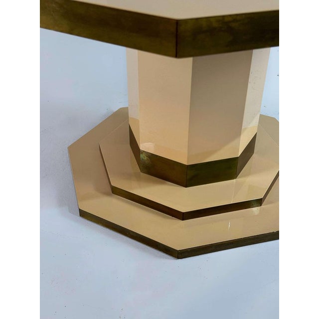 Cream Cream Lacquered and Brass Dining Table by JC Mahey, 1980s For Sale - Image 8 of 14