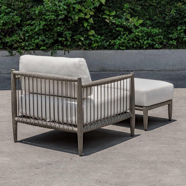 Borneo White Cushion Outdoor Ottoman For Sale In Chicago - Image 6 of 8