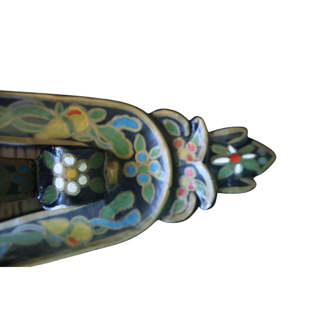Pair of Vintage Indian Hand-Painted Floral Wood Wall Bracket Shelves For Sale - Image 9 of 15