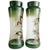 Antique Victorian Art Nouveau Gilded Gold Hand-Painted Flowers Green Glass Vases, 1900s, Set of 2 For Sale - Image 5 of 6