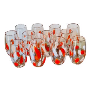 Set of 12, Handblown Vintage Glasses For Sale