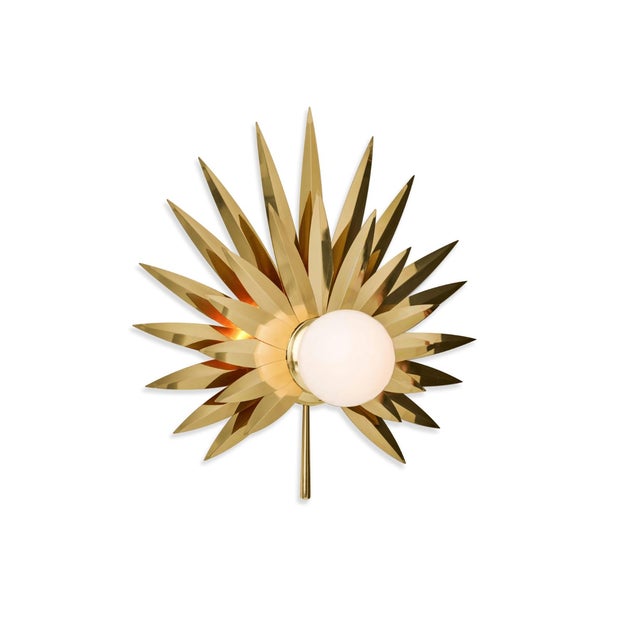 Hand-Crafted Brass Palm Leaf Sconce For Sale In Houston - Image 6 of 10