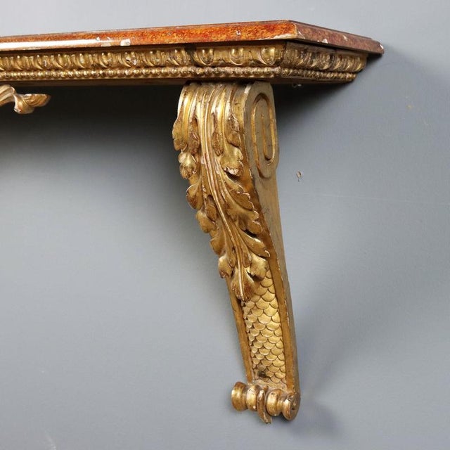 19th Century Antique 19th Century Console in Carved Gilded Wood, Italy For Sale - Image 5 of 11