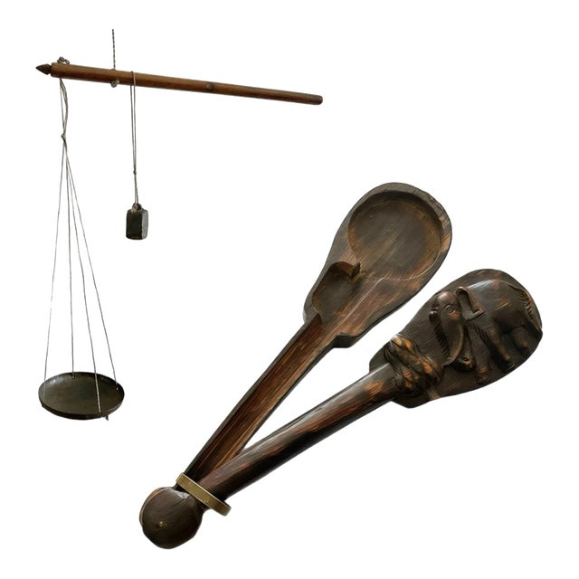 Antique Hand-Carved Asian Dotchin or Opium Scale With Elephant Design For Sale