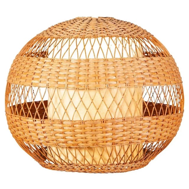 Organic Wicker and Rattan Globe Pendant Light, 1950s For Sale - Image 9 of 9