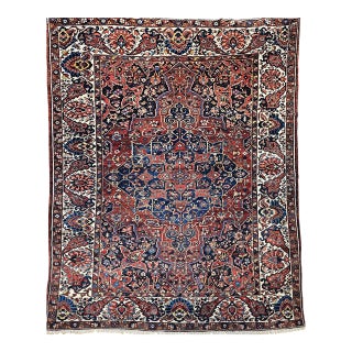 Vintage Oversize Persian Bakhtiari Rug, Hand-Knotted Wool, Geometric Pattern, Burgundy & Ivory, 11x15 For Sale