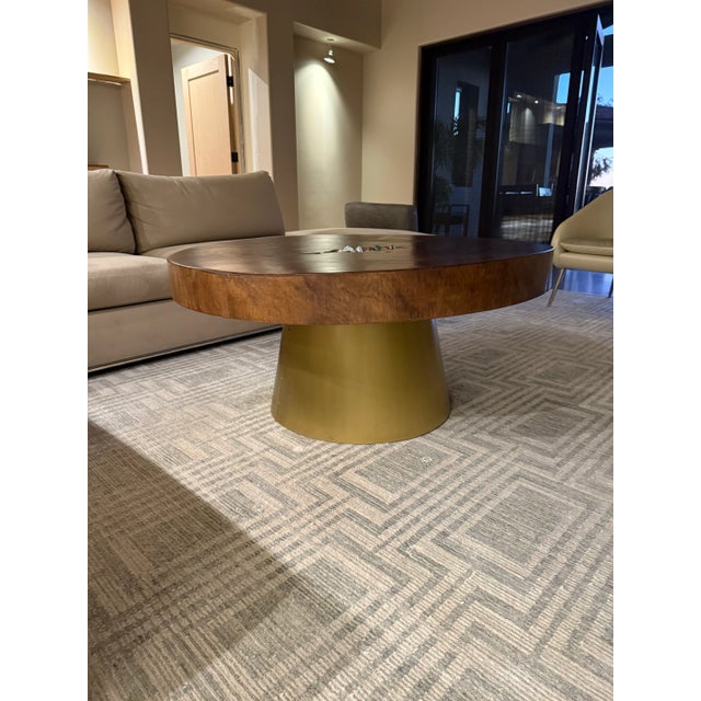 Custom Handmade Tree Trunk Coffee Table With Metal Base For Sale - Image 4 of 4