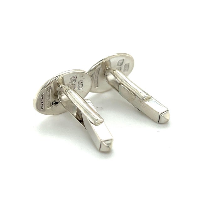 Metal Late 20th Century Bulgari Bvlgari Estate Engraveable Mens Cufflinks Sterling Silver, A Pair For Sale - Image 7 of 7
