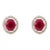 14k Gold Classic Oval Cut Ruby & Diamond Halo Stud Earrings for Her- A Pair For Sale