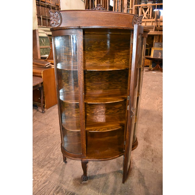 Antique Curved Glass Dining Room China Cabinet Chairish