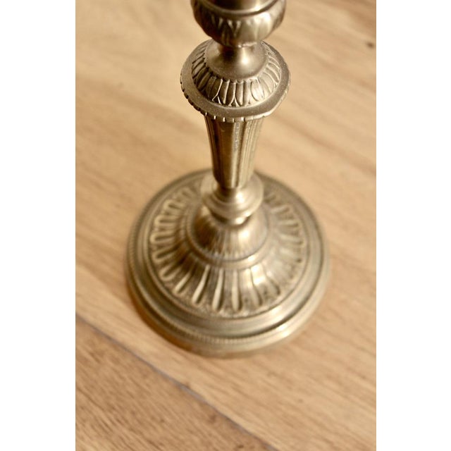 Antique French Fluted Brass Candlesticks, 1800s, Set of 2 For Sale - Image 3 of 5