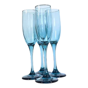 Smoky Aqua Champagne Flutes- Set of Four