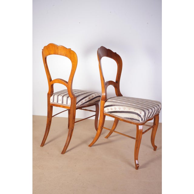 Late Biedermeier Chairs in Walnut, 1880s, Set of 2 For Sale - Image 5 of 18