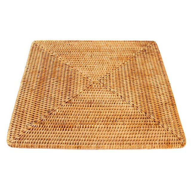2020s Artifacts Rattan Square Placemat in Honey Brown - 13" For Sale - Image 5 of 5