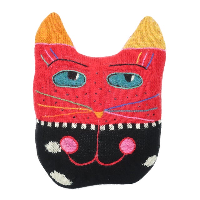 Wool Postmodern Cat Pillow, 1980's For Sale