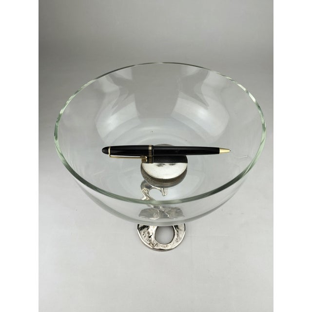 Mid-Century Glass Bowl with Organically Shaped Metal Base by Kurt Jesch for Amadeo / Fratelli Tonini, 1970 For Sale - Image 10 of 12