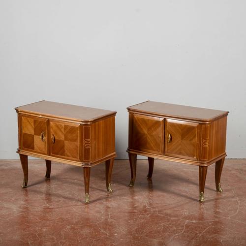 Paolo Buffa-Style Bedside Tables with Glass Top, Set of 2 For Sale - Image 3 of 9