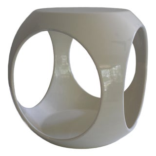 Vintage 60s 70s Space Age Fiberglass Side Table Stool Attributed to Luigi Colani For Sale