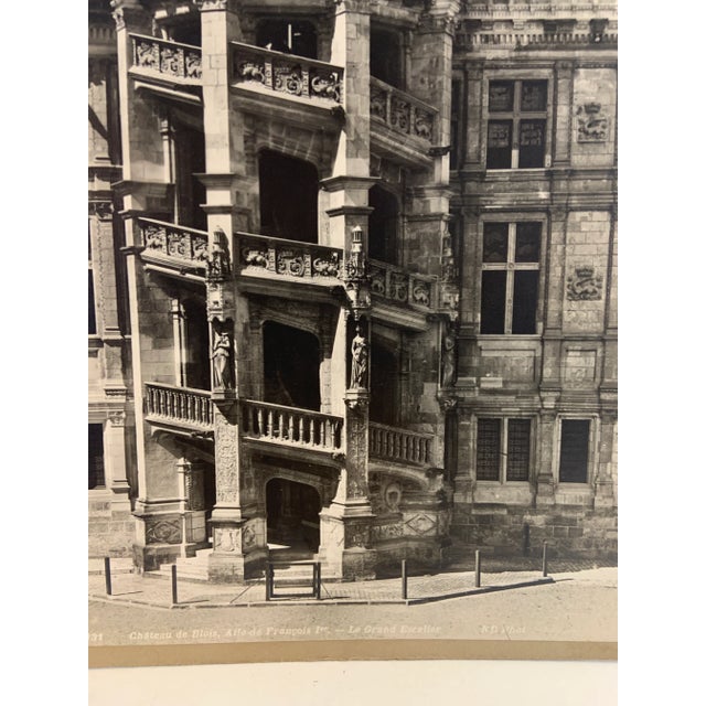 Wonderful 19th century French photo of Chateau de Blois with its extraordinary staircase and rooftops. Formerly from a...