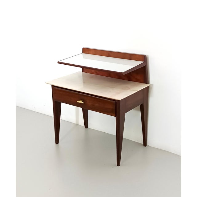 Gio Ponti Vintage Nightstand with Glass and Marble Shelves by Gio Ponti, Italy, 1950s For Sale - Image 4 of 11