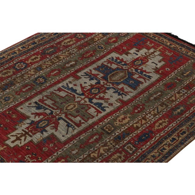 Rug & Kilim Rug & Kilim’s Tribal Style Rug in Red, Green and Blue Geometric Patterns For Sale - Image 4 of 7