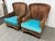 Turquoise Rattan Wingback Mid 20th Century Chairs, Pair For Sale - Image 8 of 12