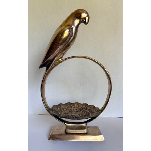 Vintage Brass Parrot and Diplay Catchall Sculptural Decor For Sale - Image 12 of 12