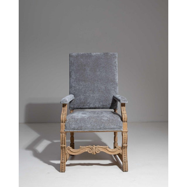French 19th Century France Blue Wood Armchair For Sale - Image 3 of 10