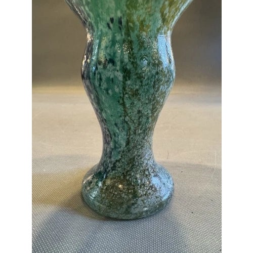 Contemporary Vintage Signed Kosta Boda Blue Glass Pedestal Vase For Sale - Image 3 of 12