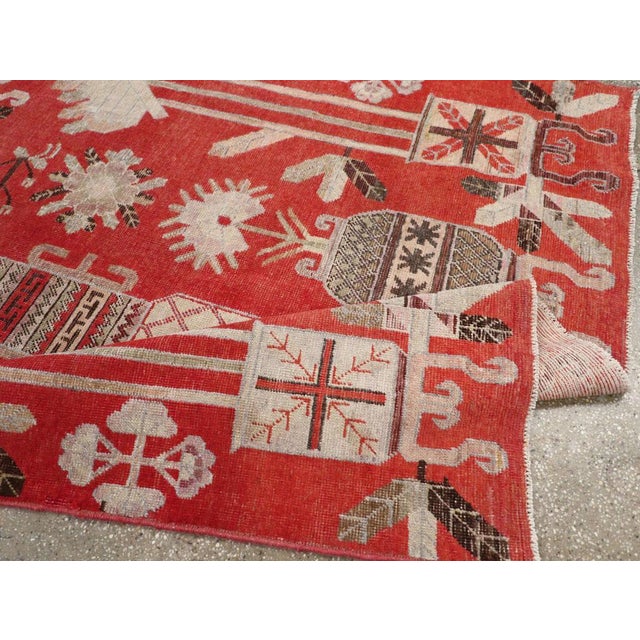 Textile Galerie Shabab Collection Early 20th Century Handmade East Turkestan Khotan Rug For Sale - Image 7 of 8