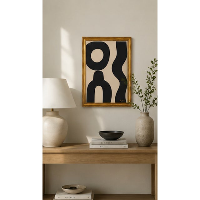 Balance Flow I is an original contemporary abstract painting by Bryan Boomershine, featuring bold black organic forms set...