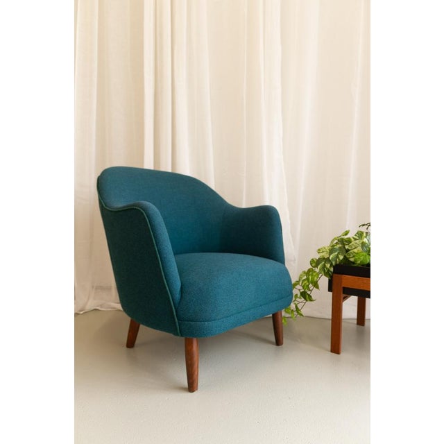 Danish Modern Easy Chair in Teal Blue, 1950s For Sale - Image 16 of 18