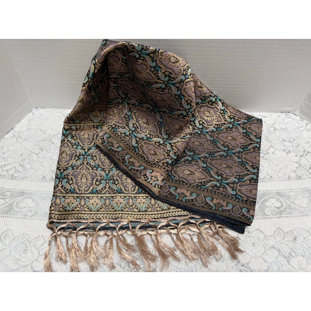 Vintage Silk Brocade Table Runner, Shawl or Fabric Accent For Sale - Image 4 of 4