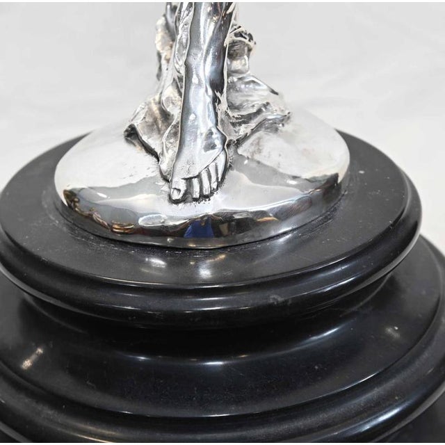 Black Art Nouveau Flying Lady Bronze Statue Spirit of Ecstacy For Sale - Image 8 of 10