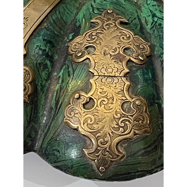 Papier Mache Basket, Faux Malachite & Brass by Alsager & Neville , c.1870 For Sale - Image 9 of 12