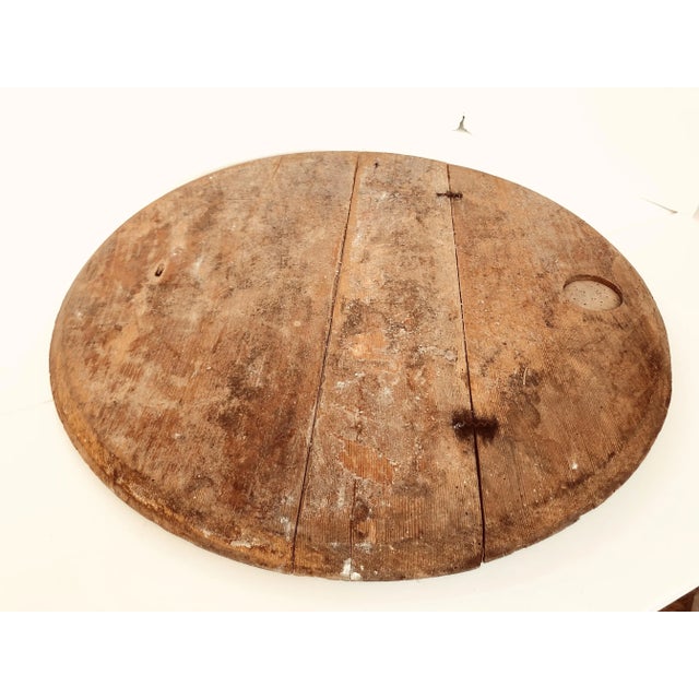 Farmhouse 1800's Rustic Seattle "Wa" Salvage Wooden Barrel Cover For Sale - Image 3 of 3