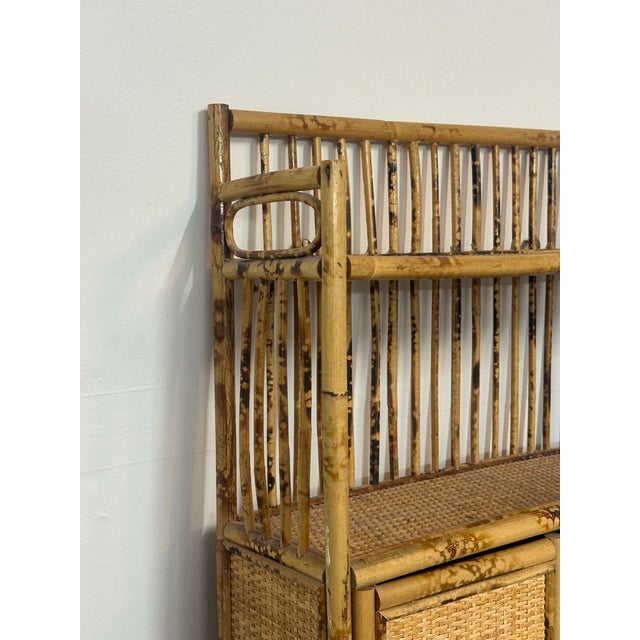 1970s 1970s British Colonial Style Burnt Bamboo and Cane Hanging Cabinet/ Shelf For Sale - Image 5 of 9