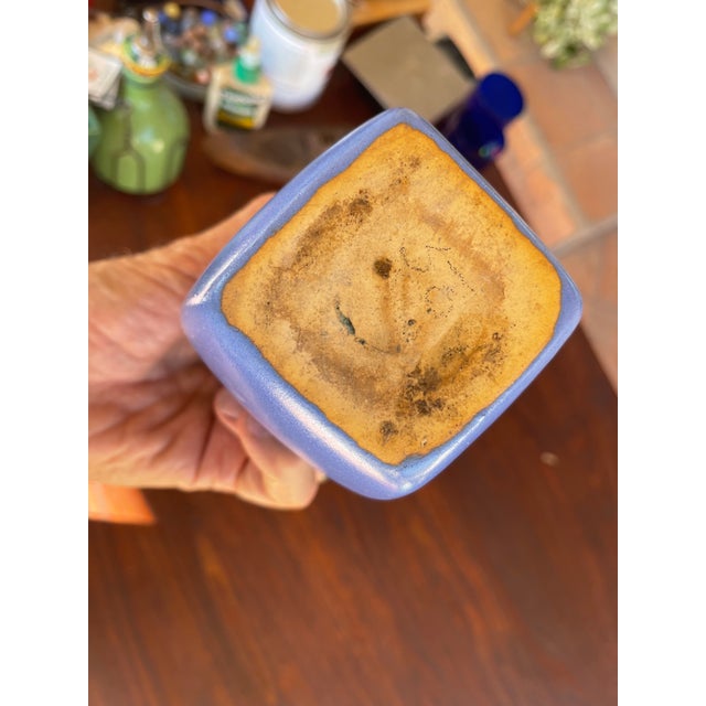 Vintage Arts and Crafts Mission Niloak Ozark Blue Art Pottery Milk Creamer Pitcher For Sale - Image 4 of 4