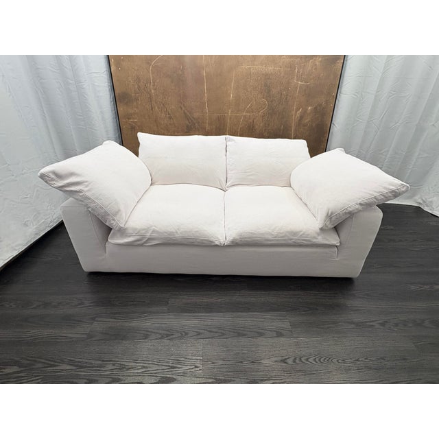 Rh Cloud 7' Luxe Sofa — 2-Cushion | Perennials Performance Textured Linen Weave | White For Sale - Image 15 of 18