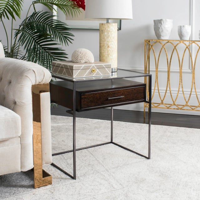Glass Side Table in Brown For Sale - Image 9 of 10