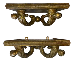 Antique Late 18th Century Italian Rococo Giltwood Wall Brackets – A Pair