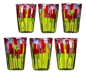 Murano Glass Tumblers by Silvio Piattelli, Set of 6
