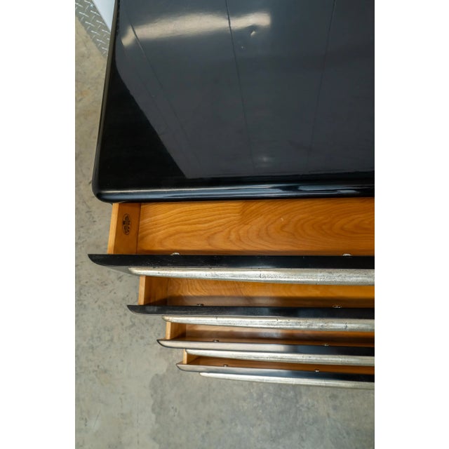 Heywood Wakefield Dresser in Black With Silver Leaf For Sale - Image 15 of 18