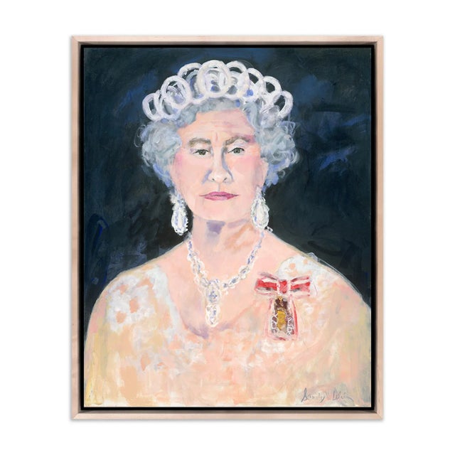 Sandy Welch The Queen by Sandy Welch in Maple Frame, Medium Art Print on Canvas For Sale - Image 4 of 4