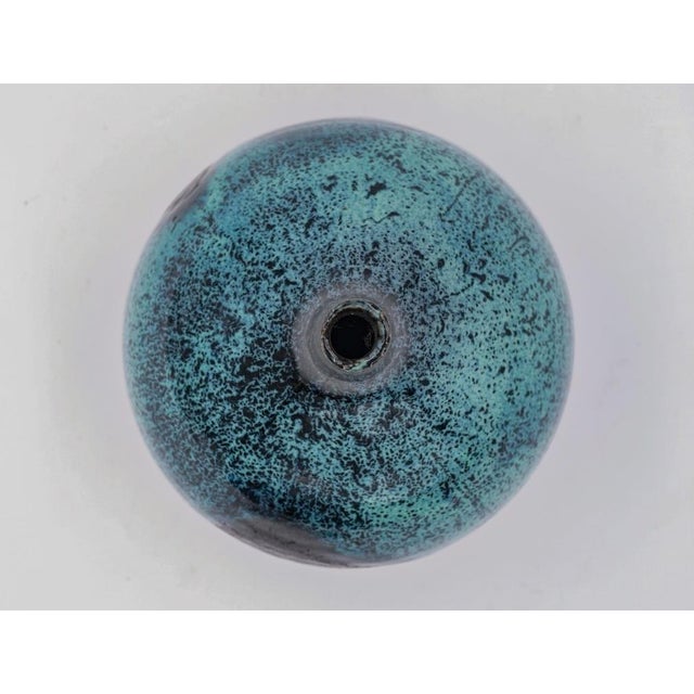 Mid 20th Century Vintage Mid 20th Century Joel Edwards Sculptural Blue Drip Glaze Vase For Sale - Image 5 of 5