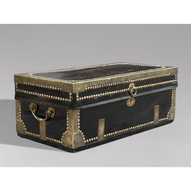 Georgian Leather Brassbound Coaching Trunk, 1810s For Sale - Image 9 of 9