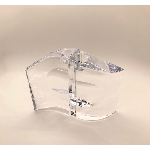Glass Set Pair of Nambe 7" Crystal Candlesticks Candle Holders Chill David Tisdale For Sale - Image 7 of 10