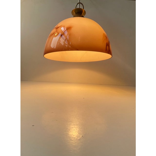 Scandinavian Functionalist Pendant in Brass and Pink Marble Glass, 1940s For Sale - Image 6 of 10