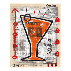 Orange You Tipsy - Original Pop Street Art Acrylic Painting on Newspaper by Gary John