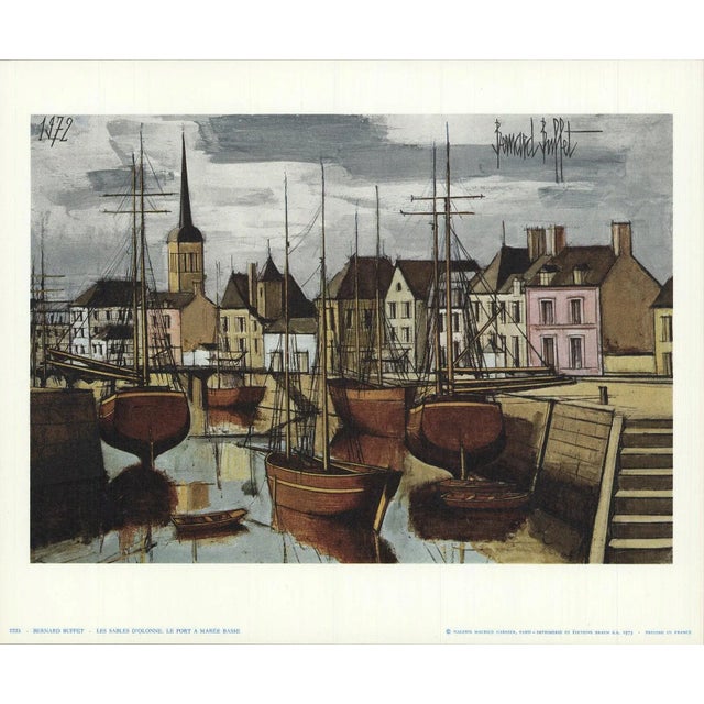 Modern Bernard Buffet 'Les Sables D'Olonne. Le Port a Maree Basse' Modernism Brown,Gray,White France Offset Lithograph For Sale - Image 3 of 3